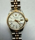 ROLEX Oyster Date 6917 Ladies White Roman Dial 14k & S/S Watch