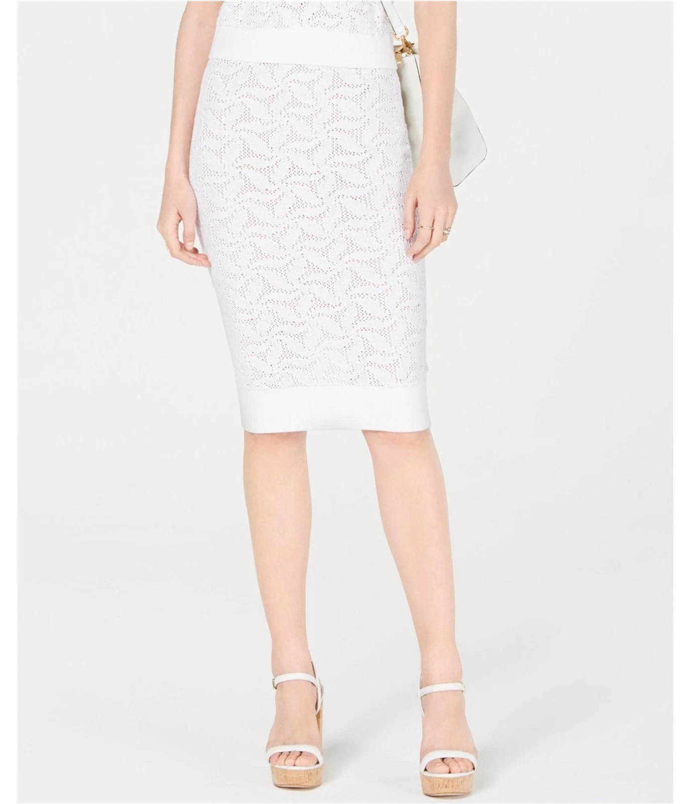 Michael Kors Womens Mesh Pencil Skirt, White, Petite, PM