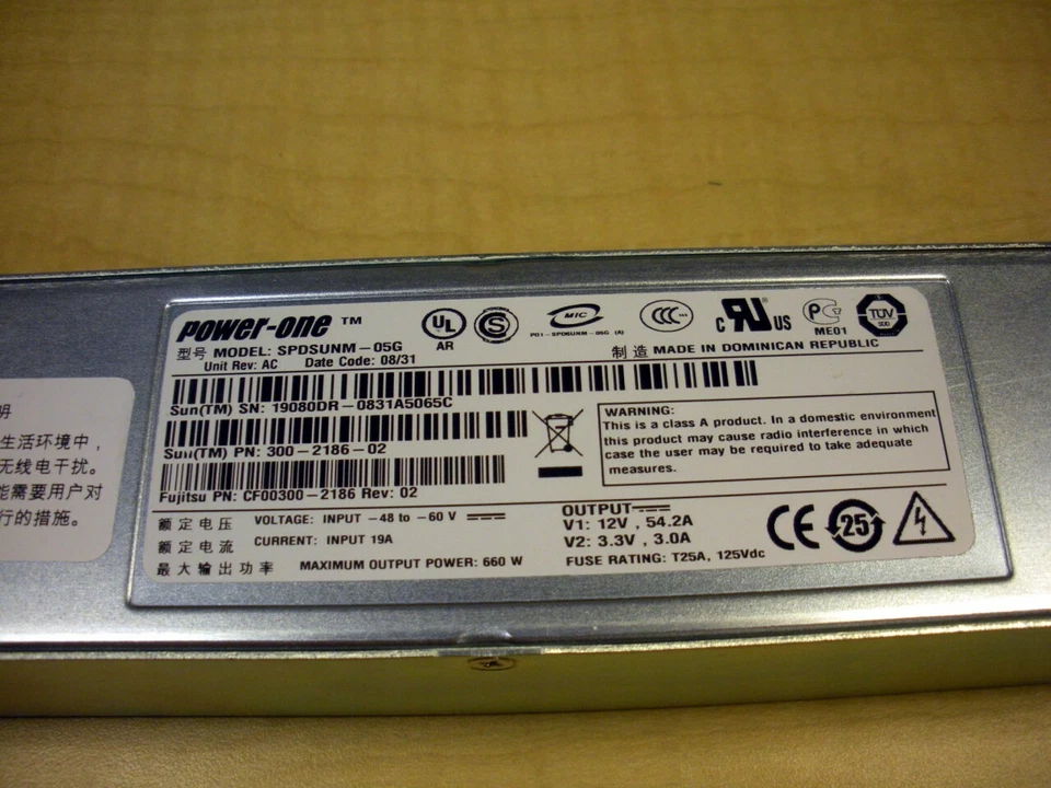 Sun 300-2186 660W DC Power Supply for Netra T5220 T5440 X4450 - Image 3 of 3