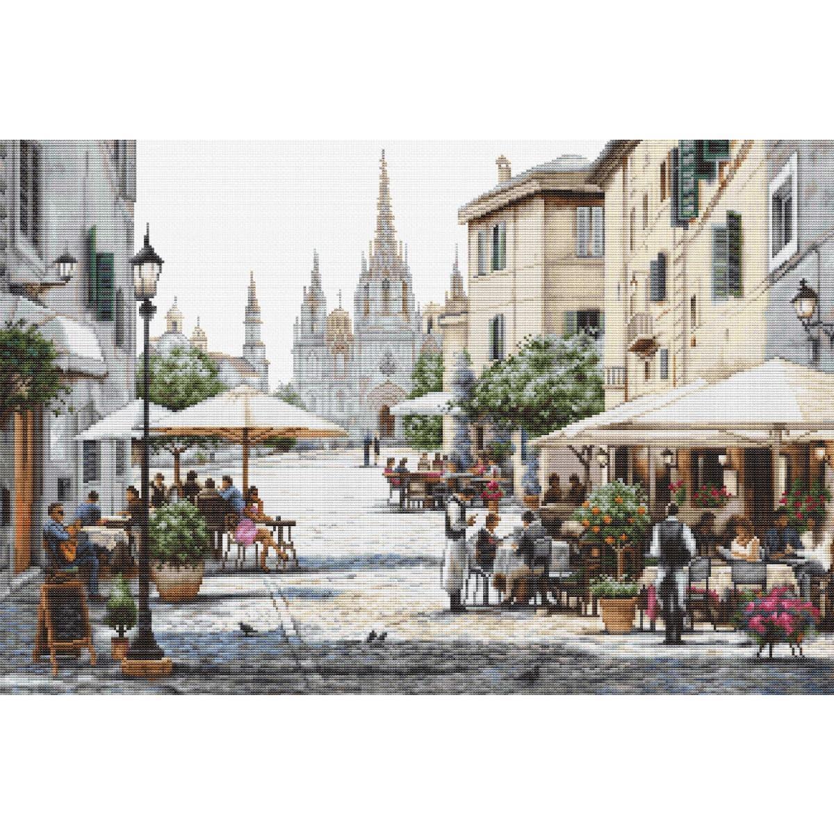 Luca-S counted cross stitch kit ""Gold Collection Barcelona Cathedral"", 47x31cm,