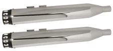 Power House Chrome 4.5 Slip-On Mufflers Black Tear Drop Tip Harley Dresser 85-16