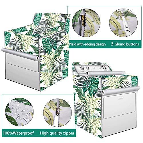 Washer/Dryer Cover,Fit for Outdoor Top Load and Front Load Green leaf