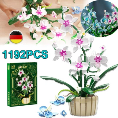 MARKENLOS Icons Orchidee Ewige Blume Block Set mit Blumen DIY Dekoratives Geschenk 1192PCS