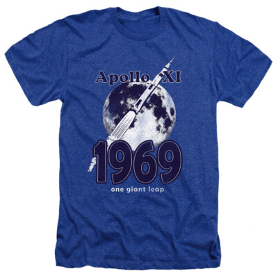 NASA Apollo 11 Heather T-Shirt 1969 One Giant Leap Royal Tee