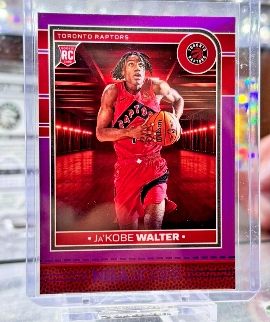 2024-25 Panini NBA Hoops #249 Ja'kobe Walter Purple Parallel Rookie RC Raptors