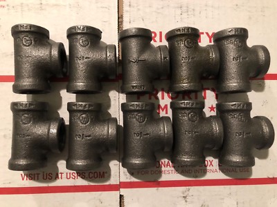 1/4'' BLACK MALLEABLE IRON PIPE THREADED TEE FITTINGS PLUMBING (10) PCS