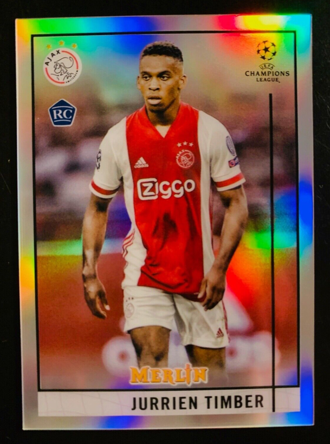 2020-21 Topps Merlin Chrome UCL # 9 Jurrien Timber Ajax Refractor rookie card RC