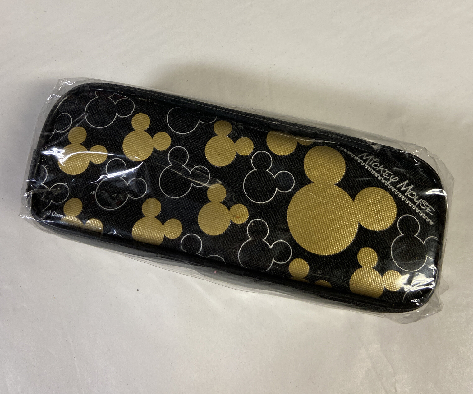 NWT Disney Mickey Mouse Pencil Case Zippered Pouch Bag Authentic Licensed Gold