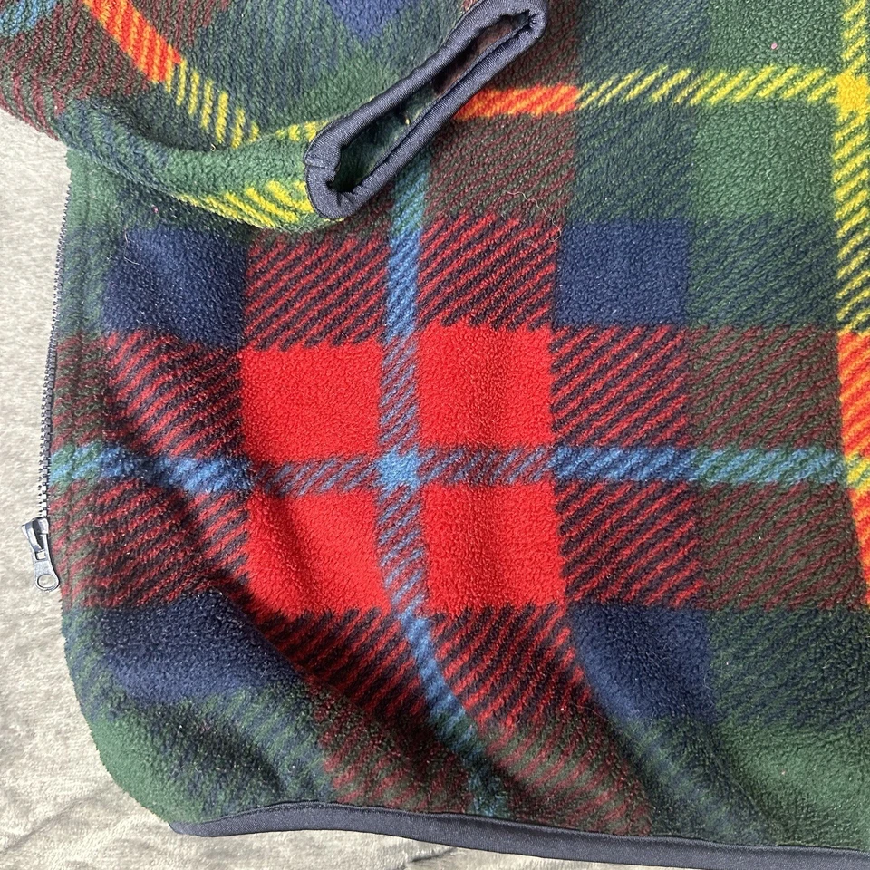 VTG 90s Trader Bay Thick Fleece 1/4 Zip Pullover Wallace Tartan Plaid — FLAW - Image 3 of 4