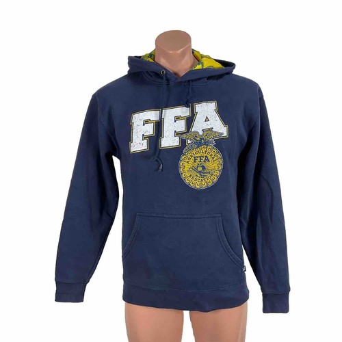 FFA Agriculture Hoodie Men M Blue Gold Yellow Sweatshirt Farmer Work Chore - Picture 1 of 10