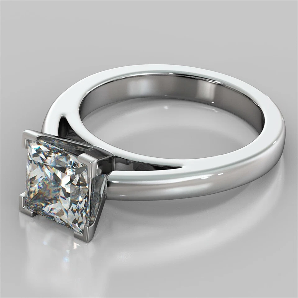 2.00 Ct Princess Cut Lab Created Diamond Engagement Ring 14K White Gold Size 7 - Image 2 of 4
