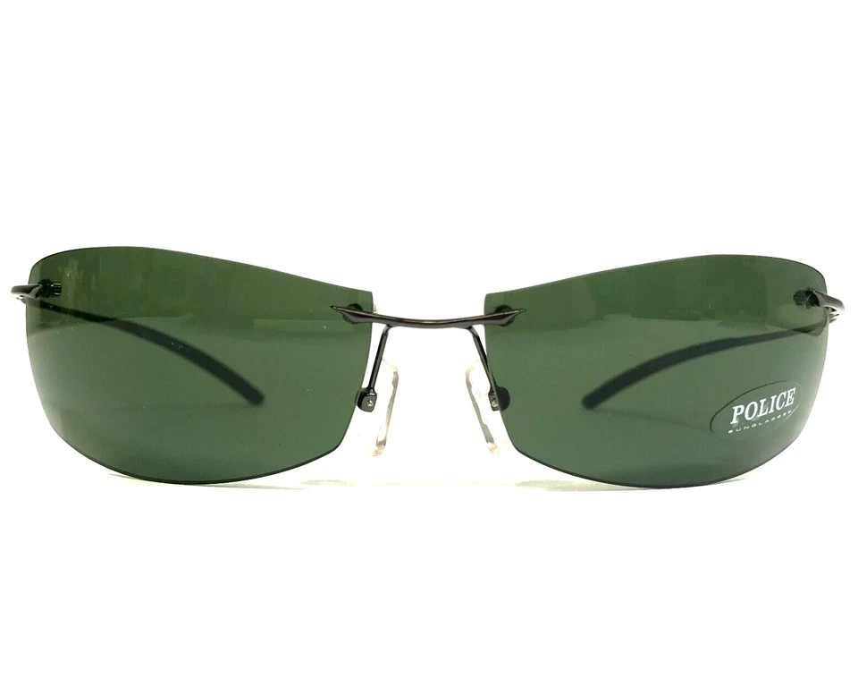 Police Sunglasses MOD.2672 COL.563 Gray Rimless Wrap with Green Lenses 66-17-130 - Image 2 of 4