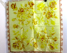 VINTAGE YELLOW FLORAL w/ FRINGE SCARF 31" x 30"