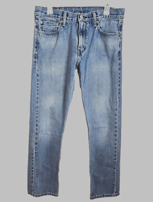 Levis 504 Jeans Men 31x32 Straight Fit Light Wash Distressed Denim Pants