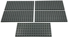 Lego 5 New Dark Bluish Gray Plates 8 x 16 Stud Parts