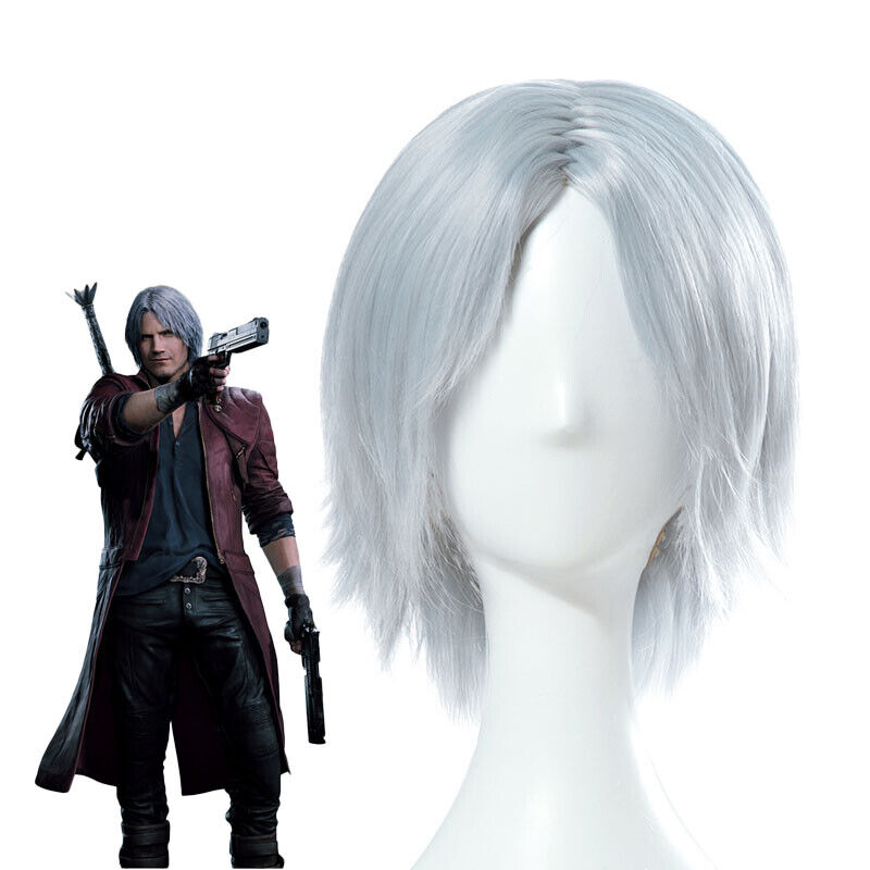 Halloween Wig Game DMC Dante Cosplay Accessory Wig Synthesis Hair Grey  Color