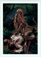 Signed Clyde Caldwell AD&D TSR RPG Dungeons & Dragons Art Post Card Cheetah Girl