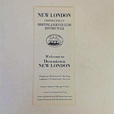 Vintage New London Connecticut Shopping Service Guide Historic Walk Visitor Map