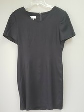 Ann Taylor Studio Black Linen Dress Short Sleeve Size 8