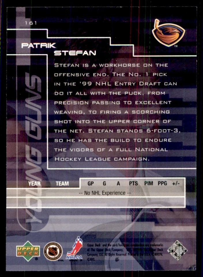 1999-00 Upper Deck Gold Reserve Patrik Stefan RC #161 - Image 2 of 2