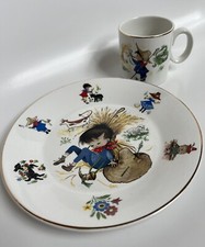 Vintage Arklow Ireland Nursery Rhyme Little Boy Blue Child's Plate Mug Set