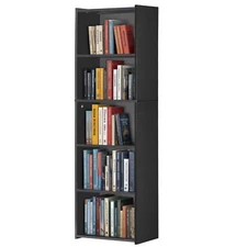 5-Tier Bookshelf Storage Wall Shelf Organizer Bookcase Shelving Unit Black 