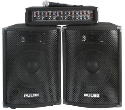 200W DJ PA-System Kit Paket Lautsprecher Mixer Verstärker Mikrofonkabel PULSE