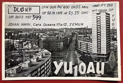 QSL-Karte YU1OAU JOVAN NIKIN ZEMUN YUGOSLAVIA 26.11.1972