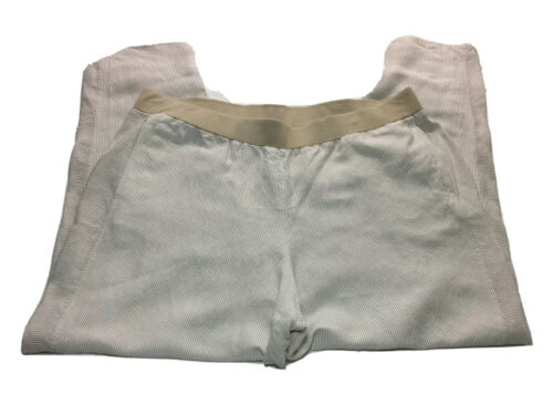 J.Jill Lightweight Striped Beige Linen Casual Pants Pull On Elastic Bandwaist XL