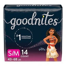 GoodNites Disposable Underwear for Girls Small/Medium Jumbo Pack age of 14