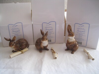 Enesco ,Set mit 3 verschiedenen Porzellan Hasen  Seagull, Möwe , SET 1 , NEU