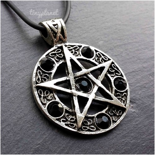 Black Pentacle Pentagram Necklace 