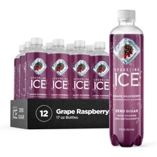 (12 Pack) Sparkling Ice Grape Raspberry Sparkling Water with Vitamins, 17 Fl Oz