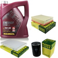 MANN-FILTER Inspektionspaket 5L Mannol Energy Combi Ll 5W-30 FüR Audi A6 1.8 T
