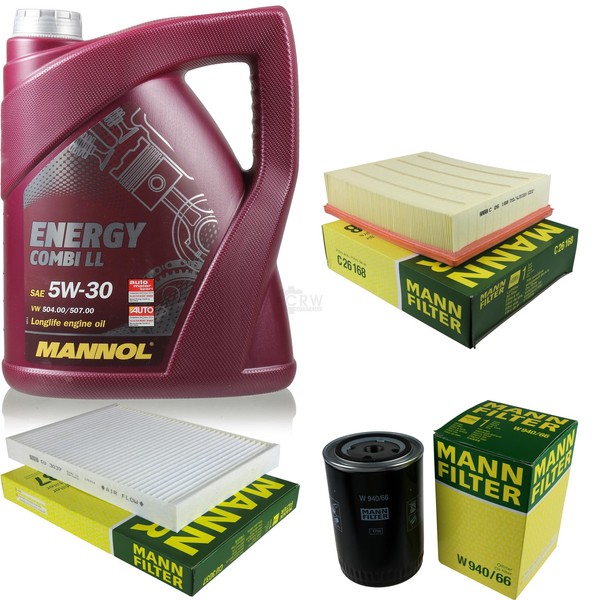 MANN-FILTER Inspektionspaket 5L Mannol Energy Combi Ll 5W-30 FüR Audi A6 1.8 T-image