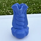 Vintage NILOAK Pottery Winged Twisted Gourd Bud Vase Early 1900s Matte Blue