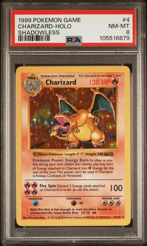 Charizard #4/102 Base Set [Shadowless] 1999 PSA8