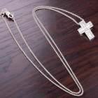 ESTATE SOLID 18K WHITE GOLD DIAMOND CROSS PENDANT 14K 18" NECKLACE #7837 — photo 4