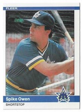 1984 Fleer Baseball Spike Owen Rookie Card #616 Seattle Mariners RC. rookie card picture
