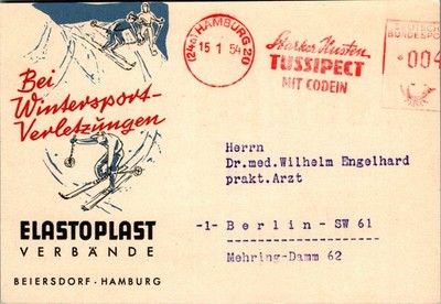 AK WERBUNG ELASTOPLAST VERBÄNDE BEIERSDORF HAMBURG MEDIZIN 1954