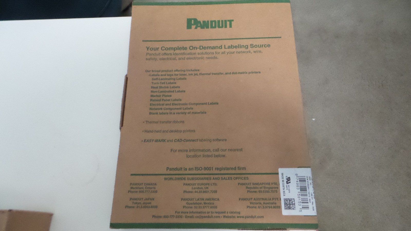 Panduit S100X150YBJ Laser/Inkjet Self-Laminated Labels 1.0 x 1.5 in 2500-Pack