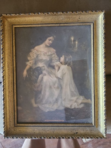 Just a Prayer at Twilight Framed Portrait Print Women & Children 10x11"
