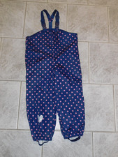 Regenhose gepunktet Gr. 110/116 Matschhose Fleece gefüttert Punkte Hose Latzhose