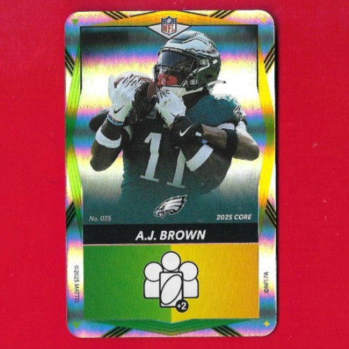 2025 Mattel UNO Elite Core A.J. BROWN Green Yellow Foil Philadelphia Eagles #025