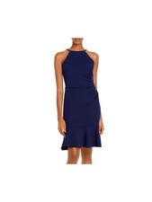 AQUA FORMAL Womens  Halter Above The Knee Cocktail Sheath Dress