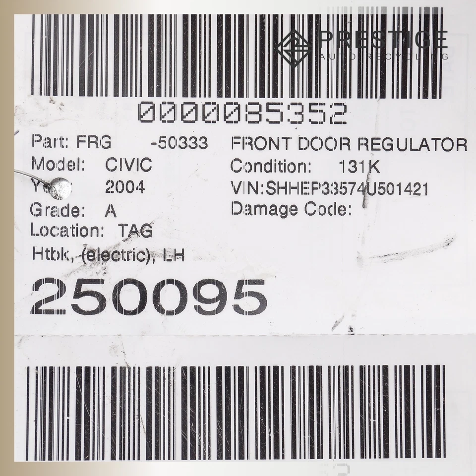 2004 2005 HONDA CIVIC Door Window Regulator w/ Motor Front Left 72250-S5S-G11 - Image 4 of 4