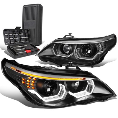For 2004-2007 BMW E60 E525i E530i LED U-Halo Signal Projector Headlight+Tool Box