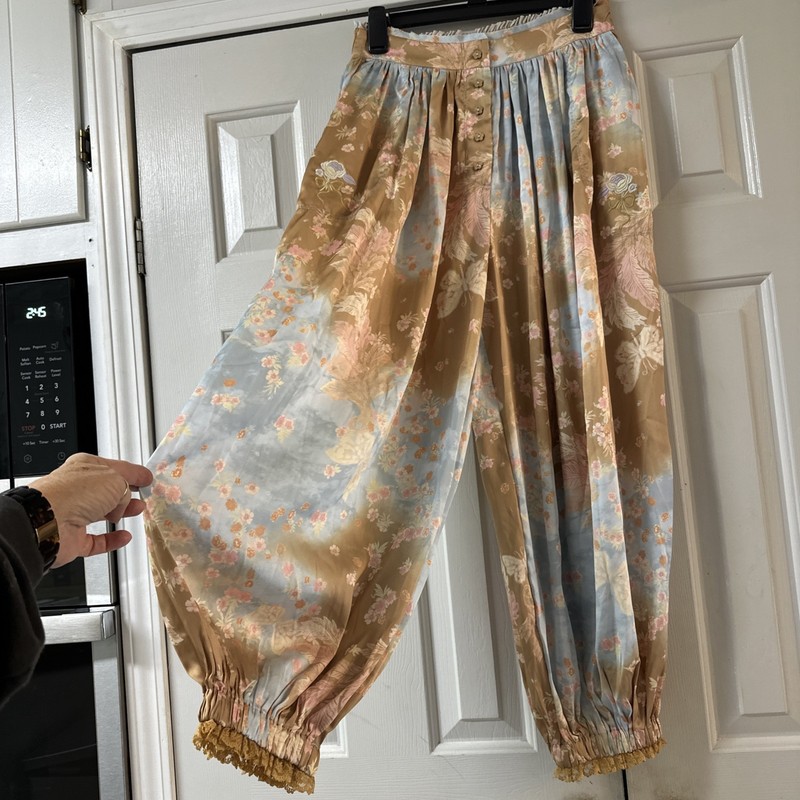 FREE PEOPLE Intimately Night Special Printed Pants Satin Tie Dye Size Small NWT