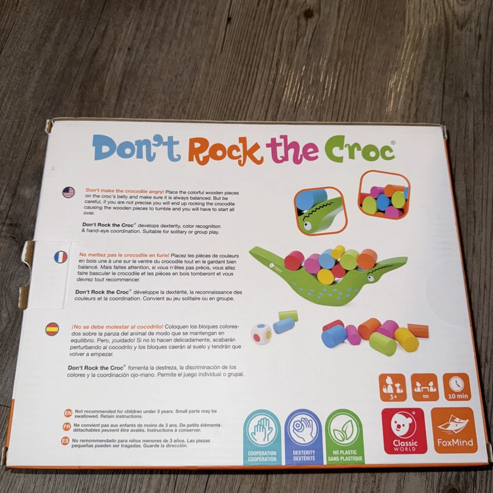 Настольная игра FoxMind Don't Rock The Croc Box новая из натурального дерева для малышей от 3 лет - Изображение 4 из 4