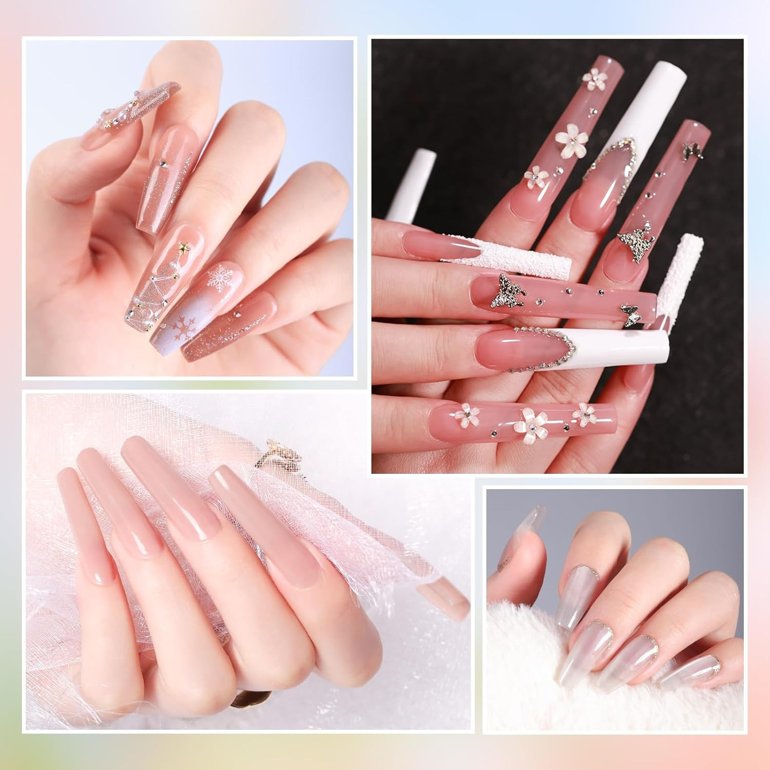 Builder Gel for Nails, 60G Clear Hard Gel for Nail Extension with 10 Nail Forms,